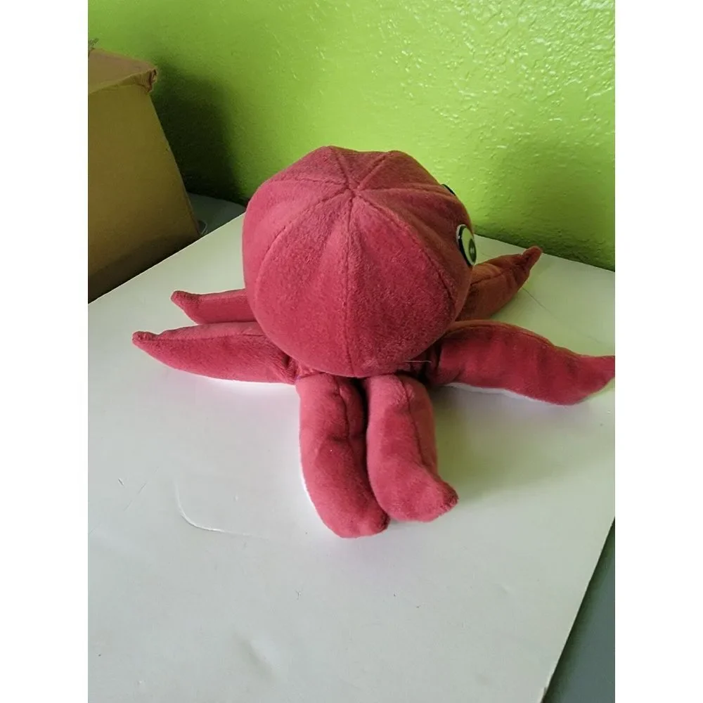Vintage Red Octopus Diamond Plush Stuffed Toy VTG